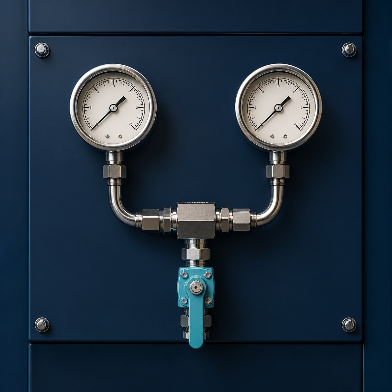 Pressure gauges and aqua plumbing valve detail